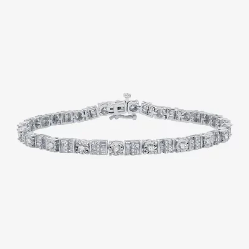 Womens CT. T.W. Natural White Diamond 10K White Gold 7.5 Inch Tennis Bracelet