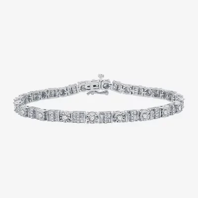 Womens CT. T.W. Natural White Diamond 10K White Gold 7.5 Inch Tennis Bracelet