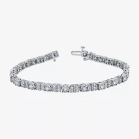 Womens CT. T.W. Natural White Diamond 10K White Gold 7.5 Inch Tennis Bracelet