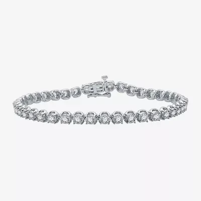 H-I / I1) Womens CT. T.W. Lab Grown White Diamond 10K White Gold 7. Inch Tennis Bracelet