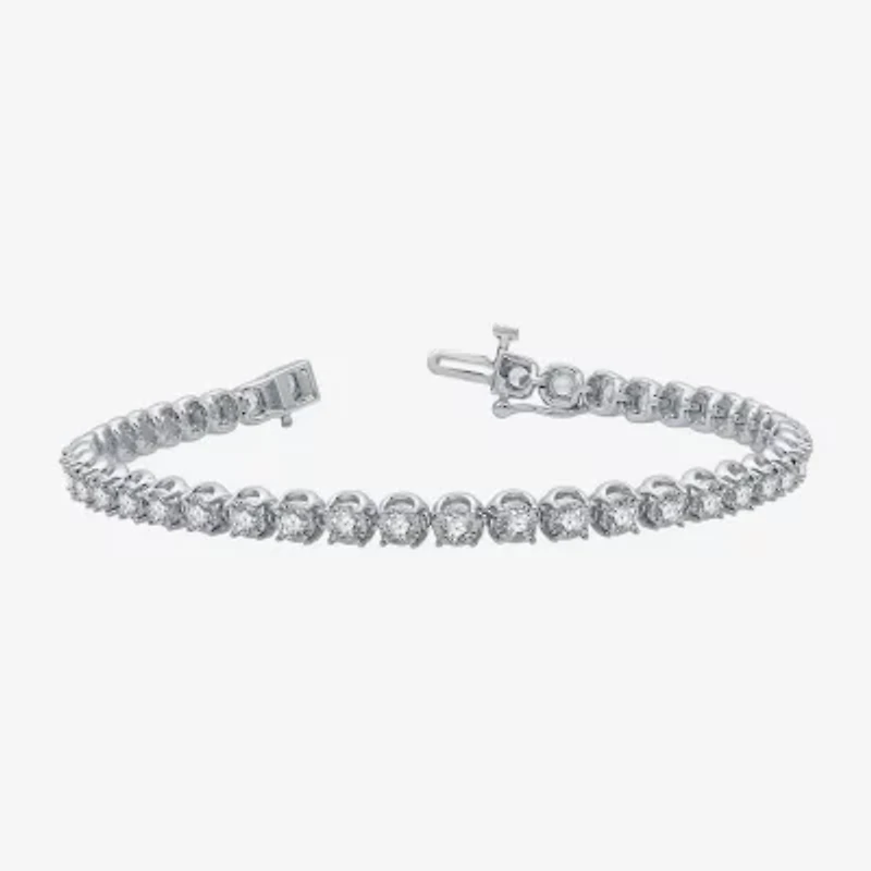 H-I / I1) Womens CT. T.W. Lab Grown White Diamond 10K White Gold 7. Inch Tennis Bracelet
