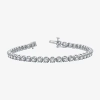 H-I / I1) Womens CT. T.W. Lab Grown White Diamond 10K White Gold 7. Inch Tennis Bracelet
