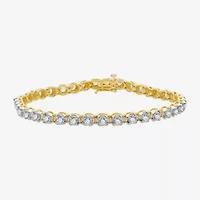 Womens 3 CT. T.W. Natural White Diamond 10K Gold 7.5 Inch Tennis Bracelet