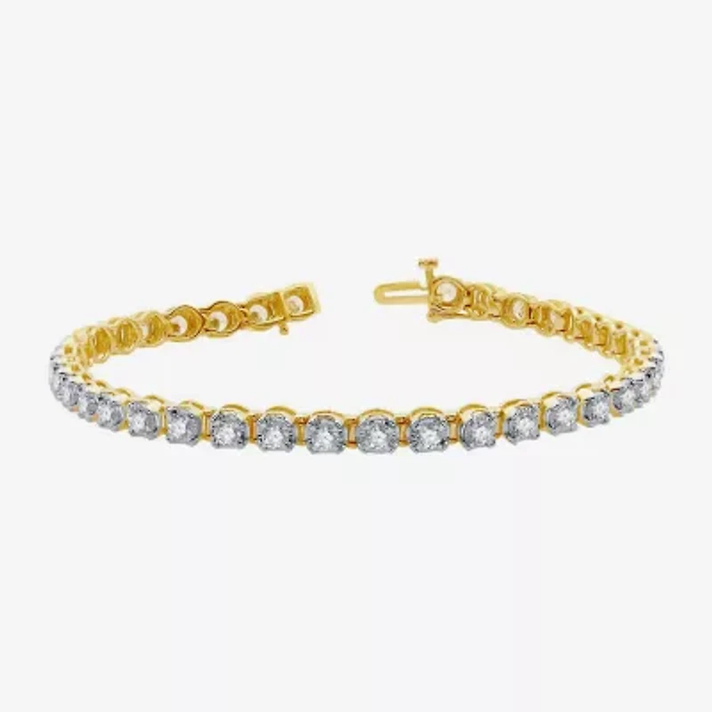 Womens 3 CT. T.W. Natural White Diamond 10K Gold 7.5 Inch Tennis Bracelet