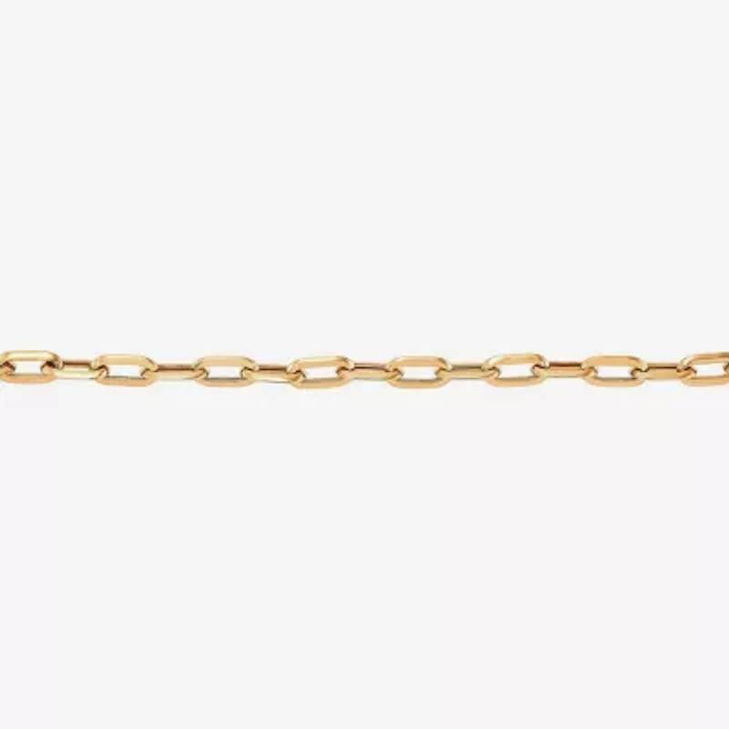 Womens 10K Gold 7 3/4 Inch Hollow Paperclip Chain Bracelet