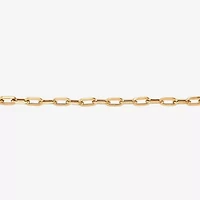 Womens 10K Gold 7 3/4 Inch Hollow Paperclip Chain Bracelet