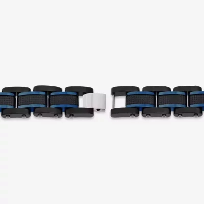 Mens Two-Tone Stainless Steel Textured Bracelet