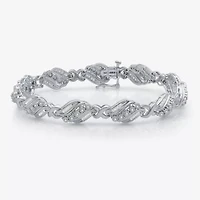 1 CT.T.W. Natural Diamond Sterling SIlver Heart Tennis Bracelet