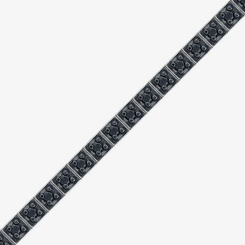 Womens 1 CT. T.W. Natural Black Diamond Sterling Silver 7.25 Inch Tennis Bracelet