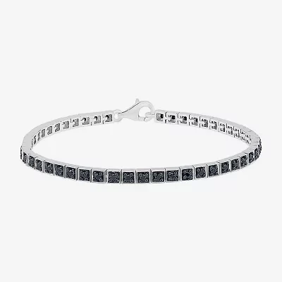 Womens 1 CT. T.W. Natural Black Diamond Sterling Silver 7.25 Inch Tennis Bracelet