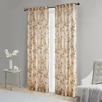 Madison Park Abelia Printed Floral Voile Rod Pocket Back Tab Sheer Single Curtain Panel