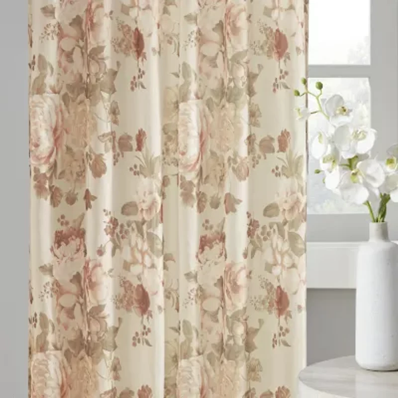 Madison Park Abelia Printed Floral Voile Rod Pocket Back Tab Sheer Single Curtain Panel