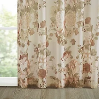 Madison Park Abelia Printed Floral Voile Rod Pocket Back Tab Sheer Single Curtain Panel