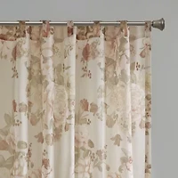 Madison Park Abelia Printed Floral Voile Rod Pocket Back Tab Sheer Single Curtain Panel