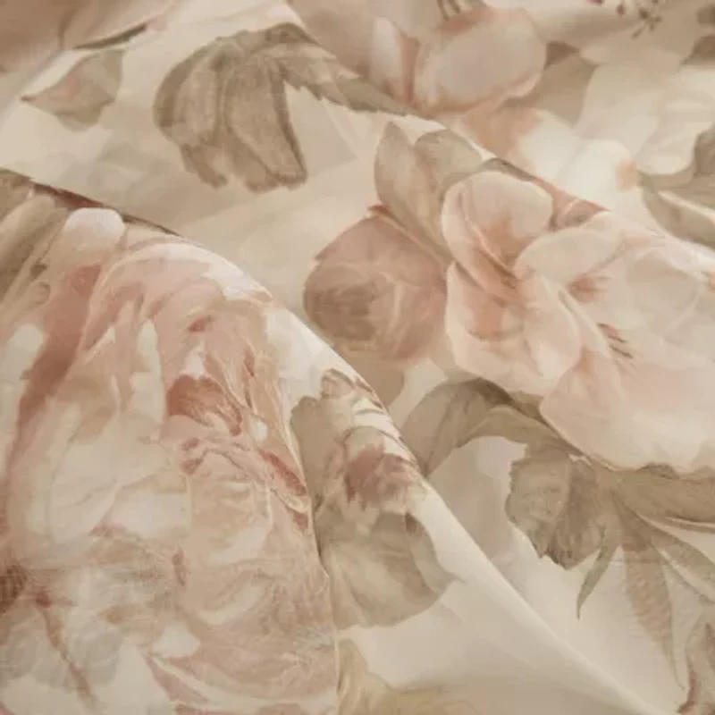 Madison Park Abelia Printed Floral Voile Rod Pocket Back Tab Sheer Single Curtain Panel
