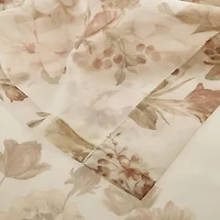 Madison Park Abelia Printed Floral Voile Rod Pocket Back Tab Sheer Single Curtain Panel