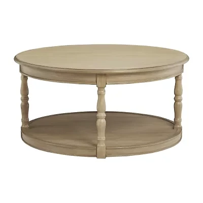 Martha Stewart Belden Round Wooden Storage Coffee Table