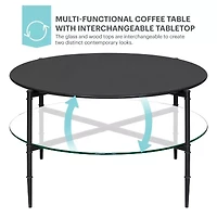 Martha Stewart Caroline Glass Top Storage Glass Coffee Table