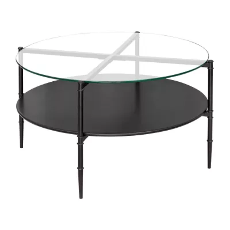 Martha Stewart Caroline Glass Top Storage Glass Coffee Table
