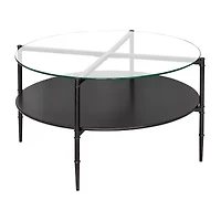 Martha Stewart Caroline Glass Top Storage Glass Coffee Table