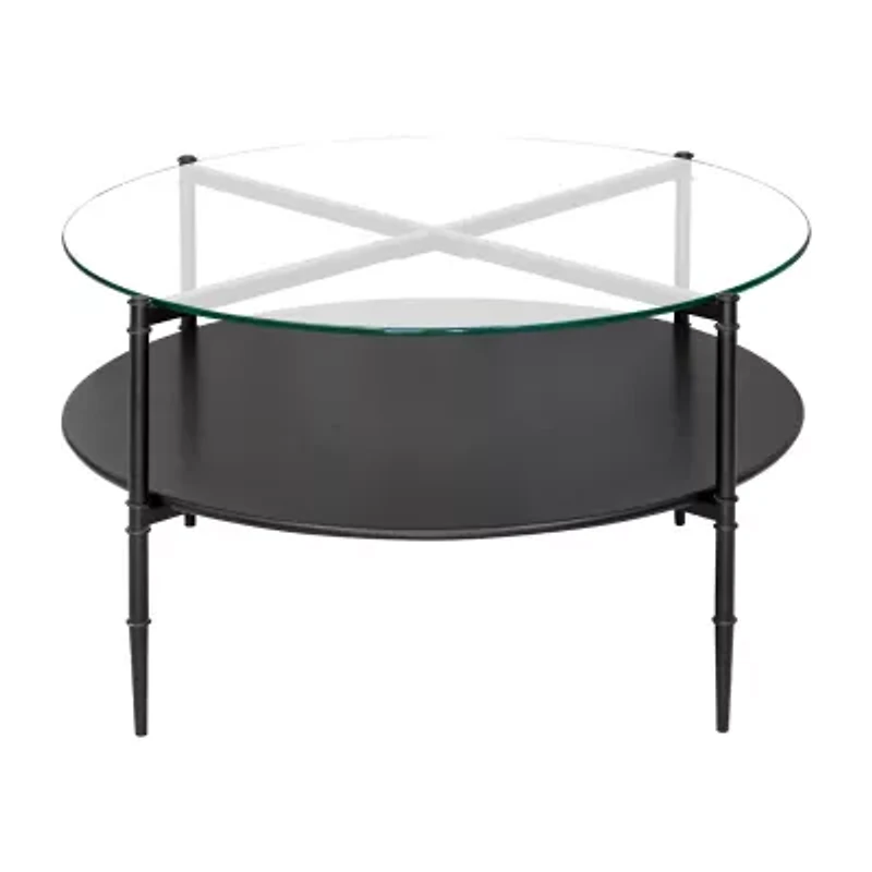 Martha Stewart Caroline Glass Top Storage Glass Coffee Table