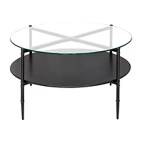 Martha Stewart Caroline Glass Top Storage Glass Coffee Table