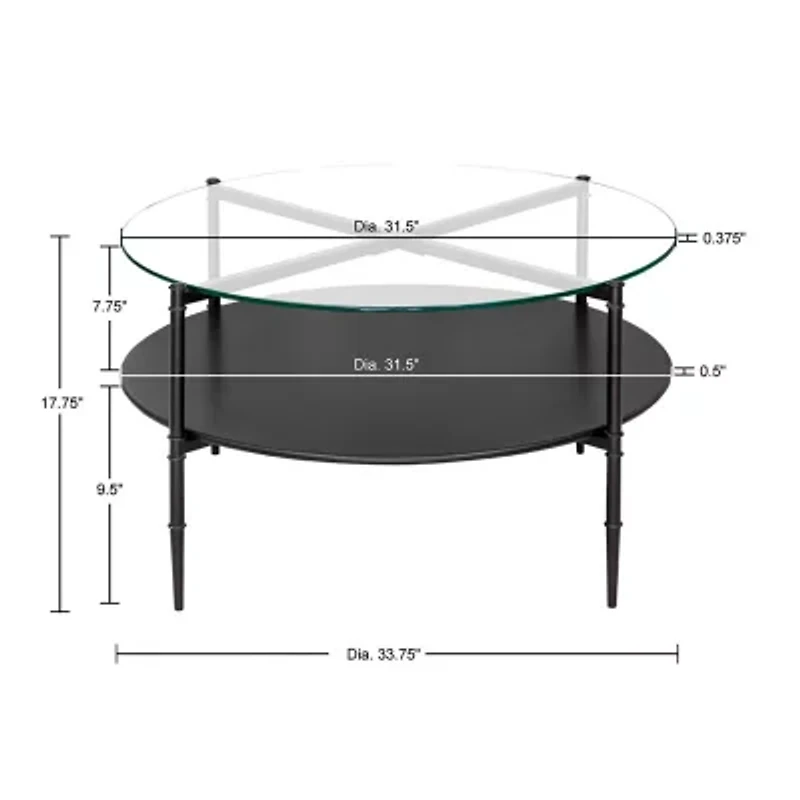 Martha Stewart Caroline Glass Top Storage Glass Coffee Table