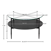 Martha Stewart Caroline Glass Top Storage Glass Coffee Table