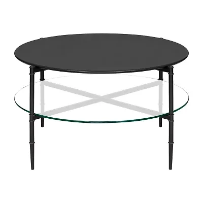 Martha Stewart Caroline Glass Top Storage Glass Coffee Table