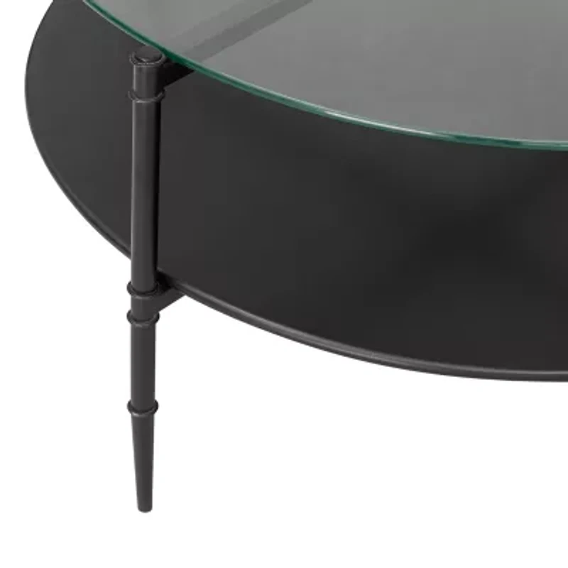 Martha Stewart Caroline Glass Top Storage Glass Coffee Table