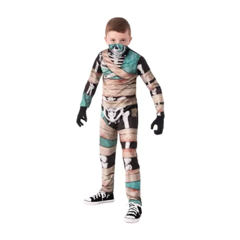 Little & Big Kid Boys Half Masked Skeleton Costume
