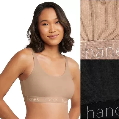 Hanes Originals Ultimate Stretch Cotton Women's Scoopneck Bralette, 2-Pack DHO102