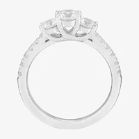 Limited Quantities! Womens 1 CT. T.W. Natural White Diamond 14K White Gold Round Side Stone 3-Stone Engagement Ring
