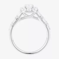 Limited Quantities! Womens 1 1/2 CT. T.W. Natural White Diamond 14K White Gold Side Stone Halo Engagement Ring