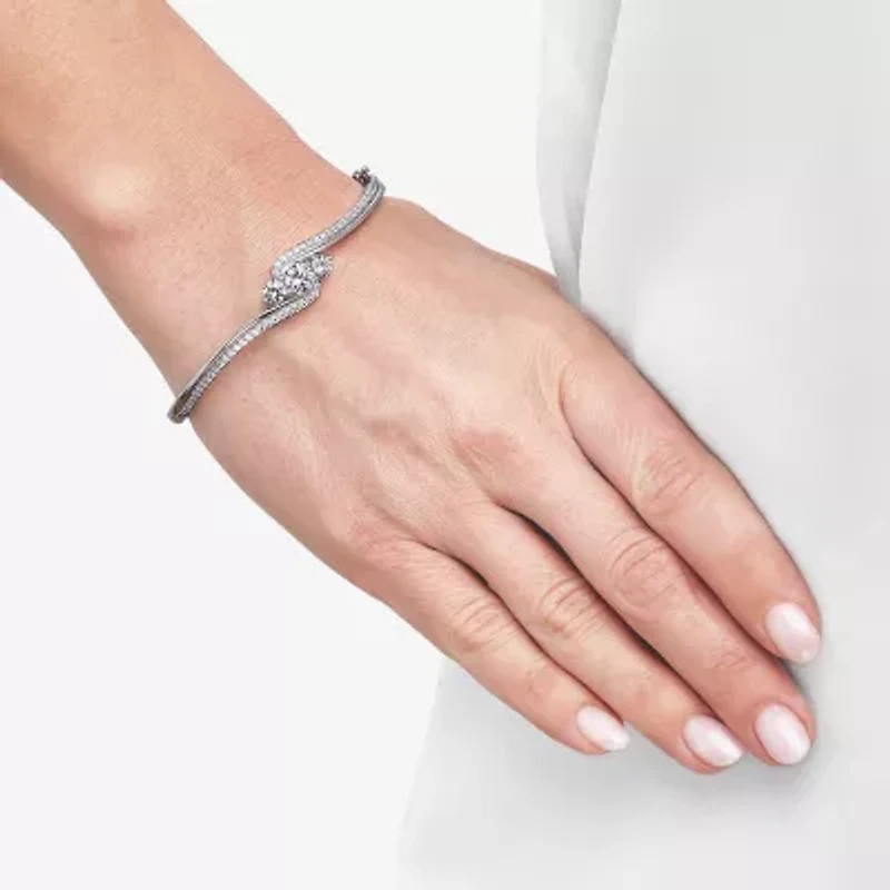 Diamonart Womens Cubic Zirconia Sterling Silver Bangle Bracelet