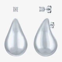 (G-H / Si2-I1) Womens 1/10 CT. T.W. Lab Grown White Diamond Sterling Silver Earring Set