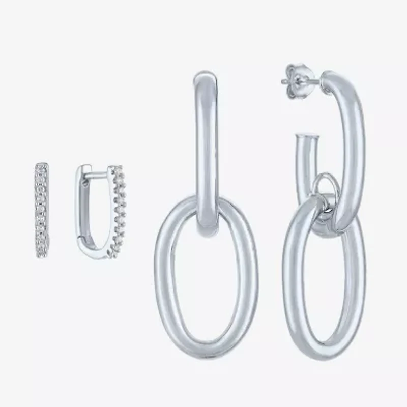 Diamond Addiction (G-H / Si2-I1) Womens 1/10 CT. T.W. Lab Grown White Diamond Sterling Silver Earring Set