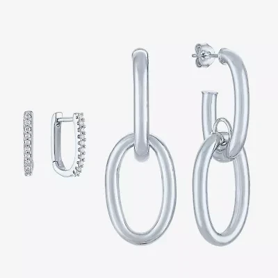 Diamond Addiction (G-H / Si2-I1) Womens 1/10 CT. T.W. Lab Grown White Diamond Sterling Silver Earring Set