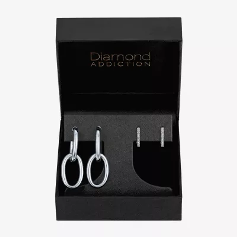 Diamond Addiction (G-H / Si2-I1) Womens 1/10 CT. T.W. Lab Grown White Diamond Sterling Silver Earring Set