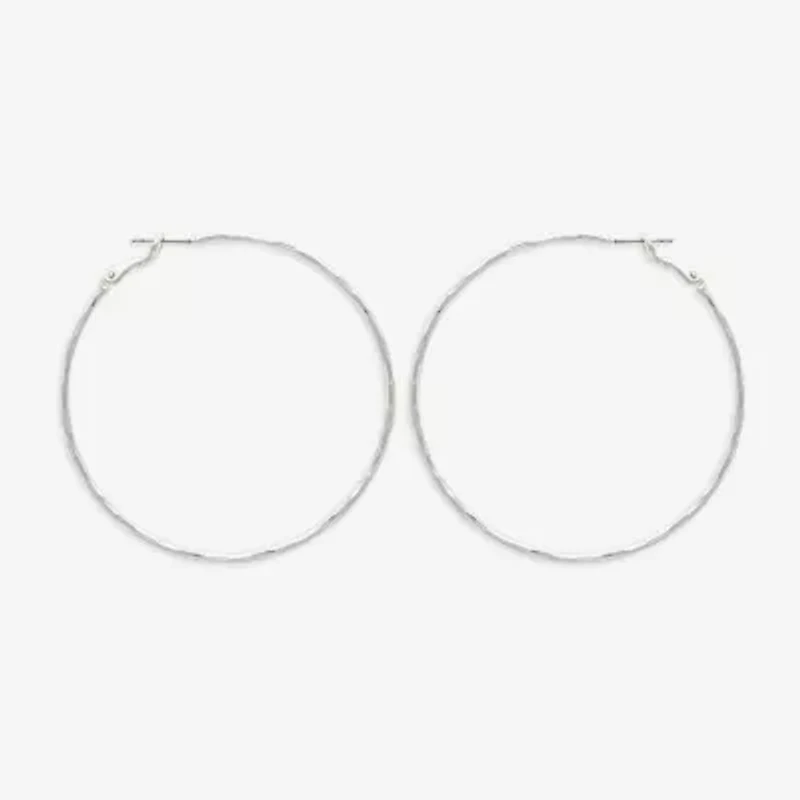 Bold Elements Silver Tone Womens Stainless Steel 32.1mm Hoop Earrings