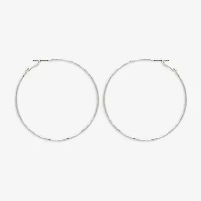Bold Elements Silver Tone Womens Stainless Steel 32.1mm Hoop Earrings