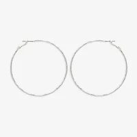Bold Elements Silver Tone Womens Stainless Steel 32.1mm Hoop Earrings