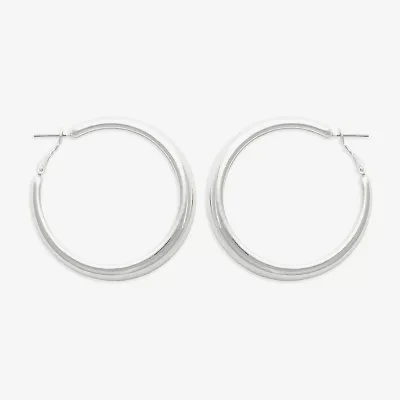 Bold Elements Silver Tone Womens 30.1mm Hoop Earrings
