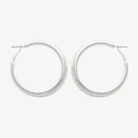 Bold Elements Silver Tone Womens 30.1mm Hoop Earrings