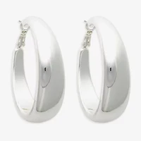 Bold Elements Silver Tone Womens 30.1mm Hoop Earrings
