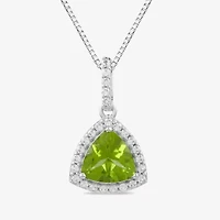 Womens Genuine Green Peridot Sterling Silver 18 Inch Pendant Necklace