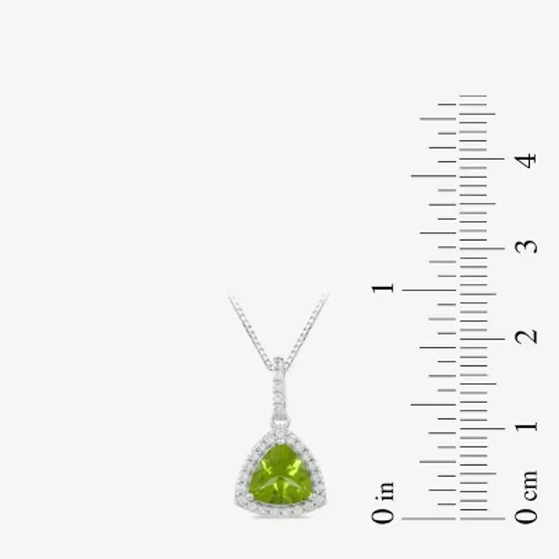 Womens Genuine Green Peridot Sterling Silver 18 Inch Pendant Necklace
