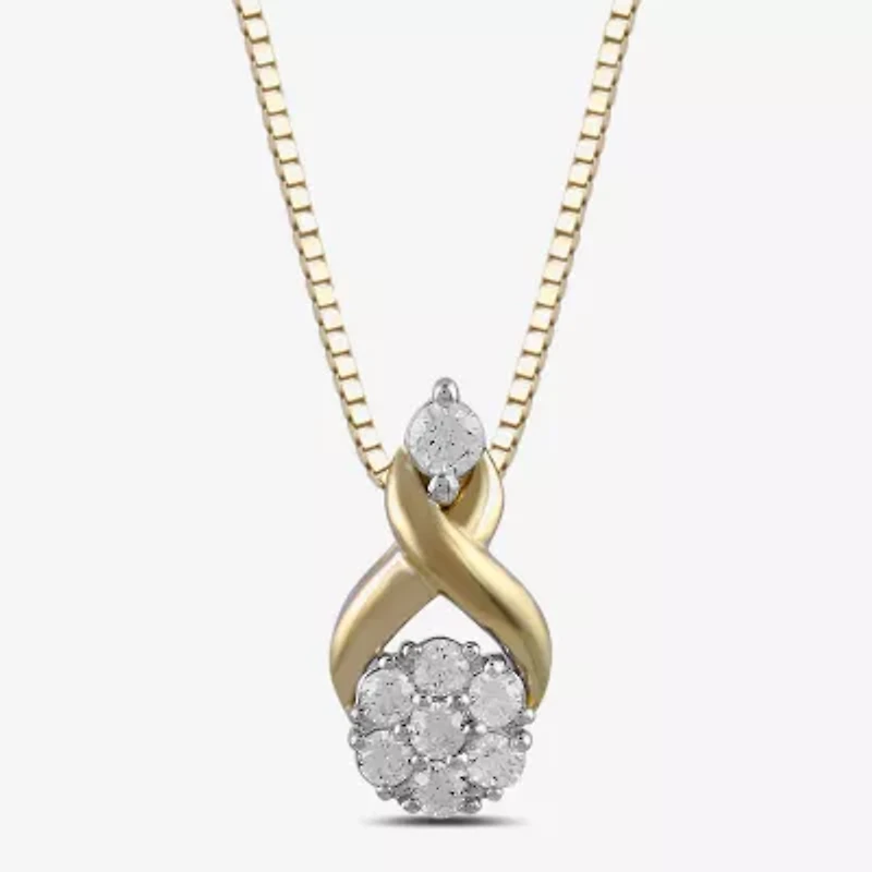 Womens 1/6 CT. T.W. Lab Grown White Diamond 10K Gold Round 18 Inch Pendant Necklace
