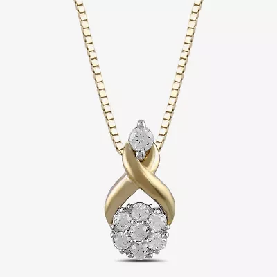 Womens 1/6 CT. T.W. Lab Grown White Diamond 10K Gold Round 18 Inch Pendant Necklace