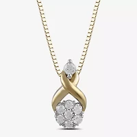 Womens 1/6 CT. T.W. Lab Grown White Diamond 10K Gold Round 18 Inch Pendant Necklace